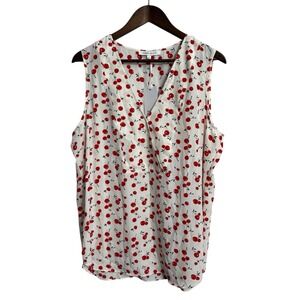 NWT Rose + Olive tank top womens XL cherries boho whimsical novelty chiffon 50's